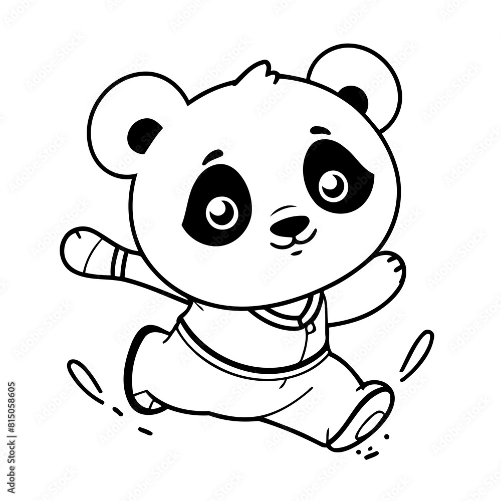 Vector illustration of a cute Panda doodle for kids coloring worksheet Vector illustration of a cute Panda doodle for kids coloring worksheet