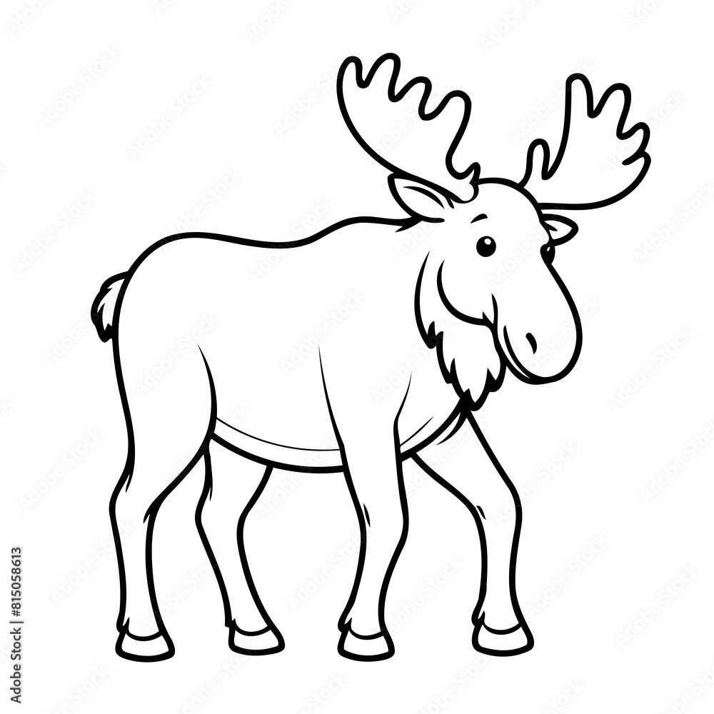 Cute vector illustration Moose drawing for kids page Cute vector illustration Moose drawing for kids page