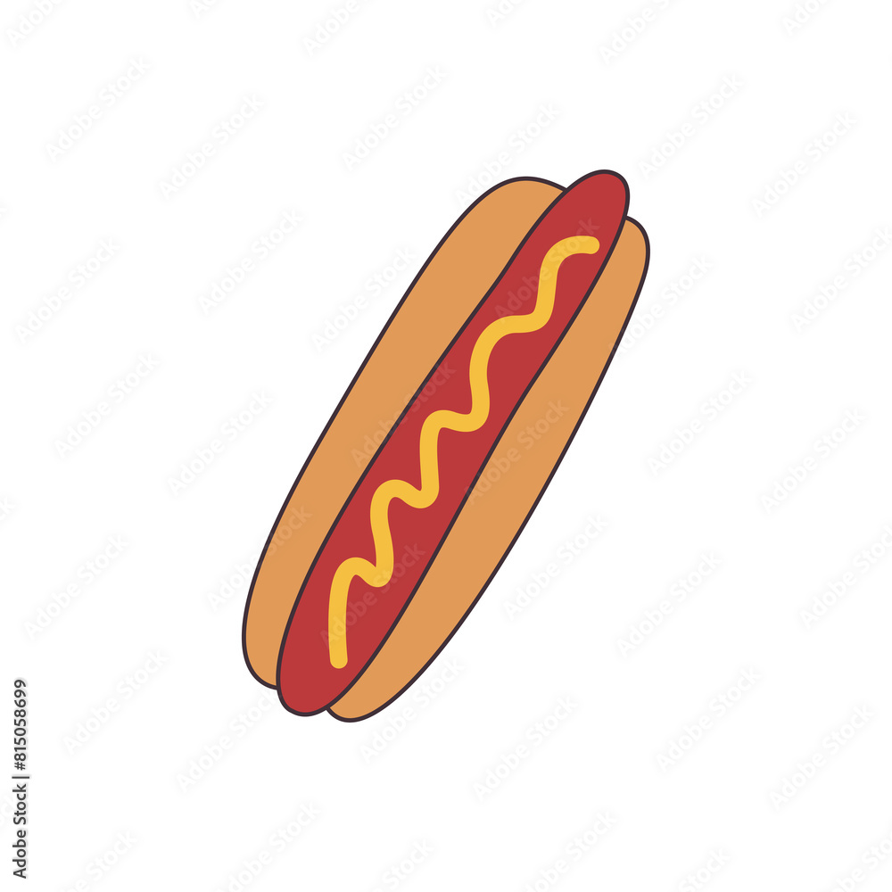 Hot dog fast food doodle sticker. Cartoon hot dog, street food icon. Hand drawn illustration isolated on transparent background. Hot dog fast food doodle sticker. Cartoon hot dog, street food icon. Hand drawn illustration isolated on transparent background.