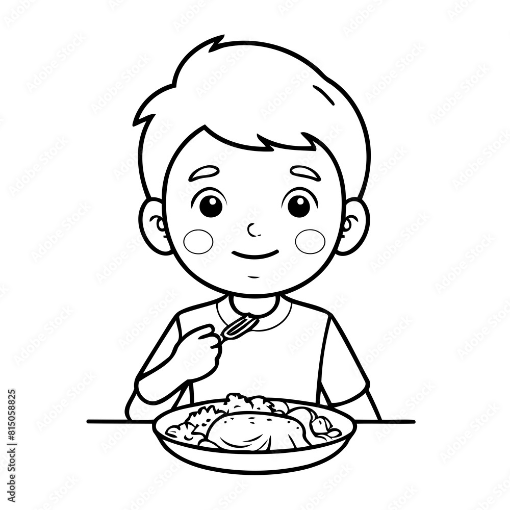 Vector illustration of a cute Boy drawing for kids colouring page Vector illustration of a cute Boy drawing for kids colouring page