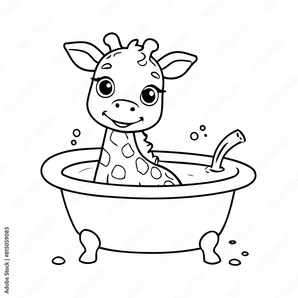 Vector illustration of a cute Giraffe drawing for kids page Vector illustration of a cute Giraffe drawing for kids page