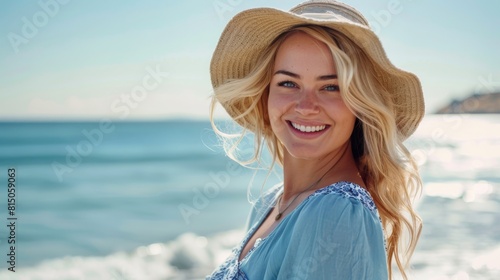 A Woman Smiling on Beach © Helen