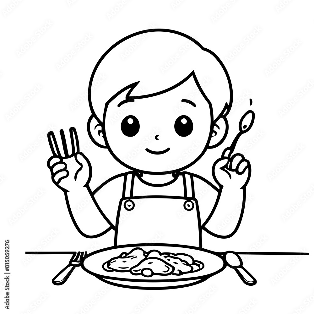 Vector illustration of a cute Boy drawing for kids page Vector illustration of a cute Boy drawing for kids page