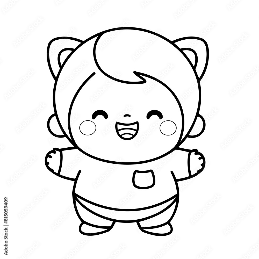 Simple vector illustration of Kid for kids colouring worksheet Simple vector illustration of Kid for kids colouring worksheet