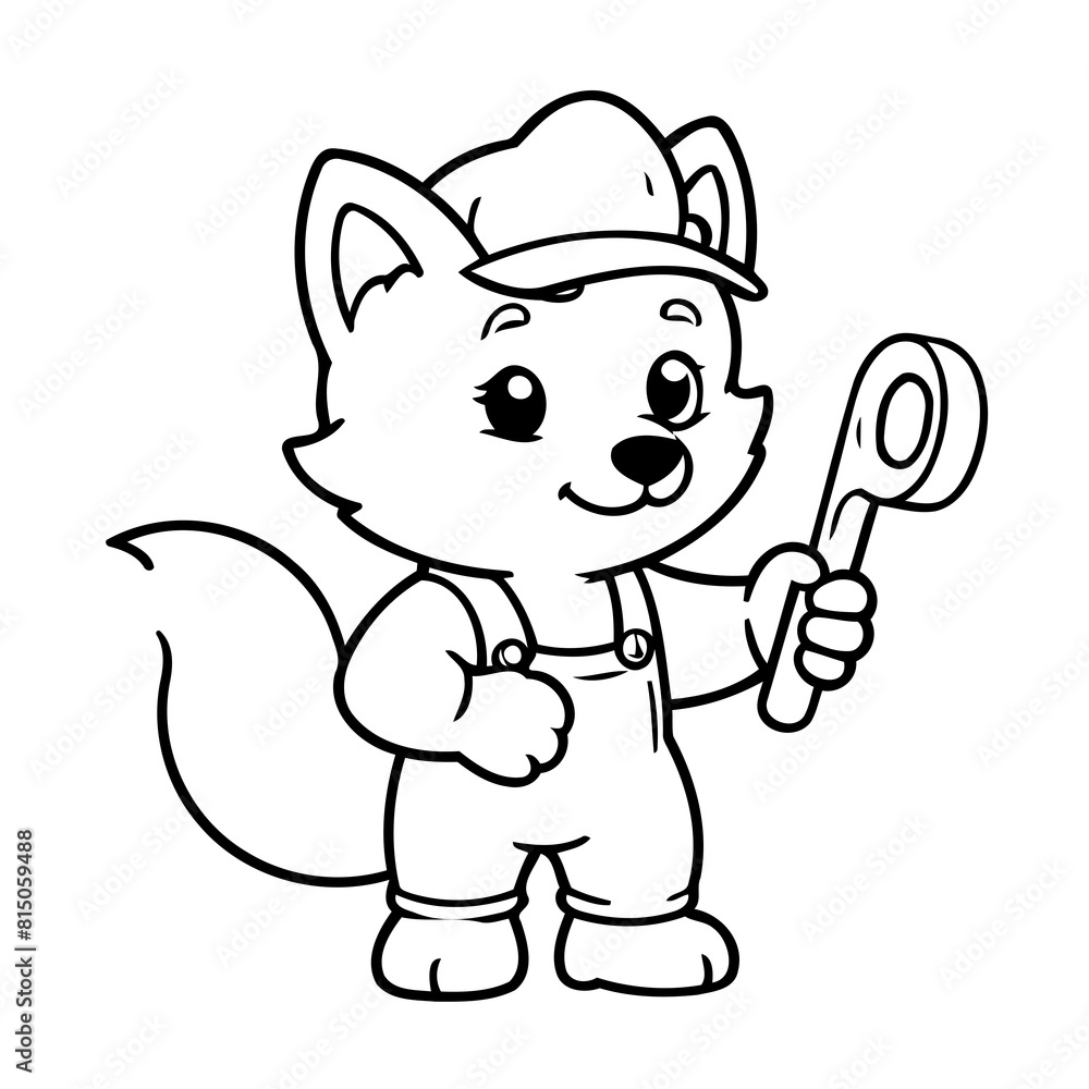Vector illustration of a cute Wolf drawing for children page Vector illustration of a cute Wolf drawing for children page