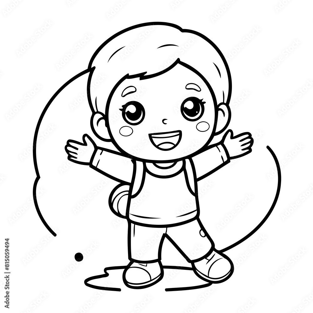 Simple vector illustration of Kid for toddlers colouring page Simple vector illustration of Kid for toddlers colouring page