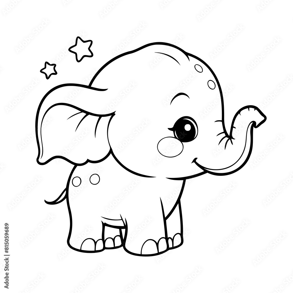 Vector illustration of a cute Elephant drawing colouring activity Vector illustration of a cute Elephant drawing colouring activity