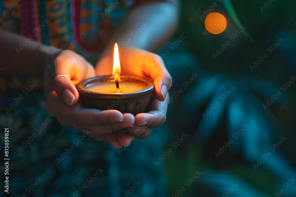 a person's hands lighting a candle at a peaceful and serene setting, suitable for illustrating relaxation, meditation, and mindfulness a person's hands lighting a candle at a peaceful and serene setting, suitable for illustrating relaxation, meditation, and mindfulness