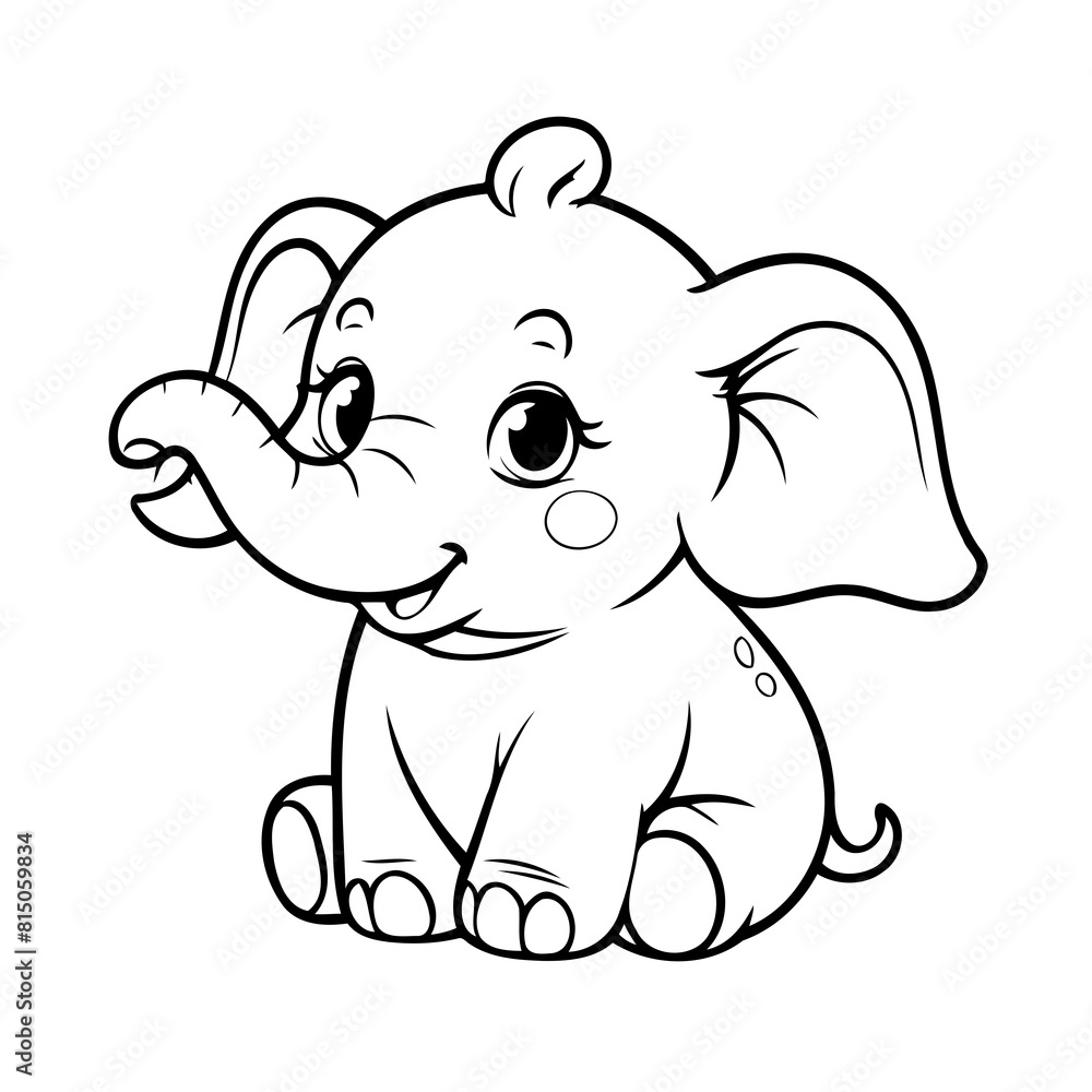 Fototapeta premium Simple vector illustration of Elephant drawing for toddlers book