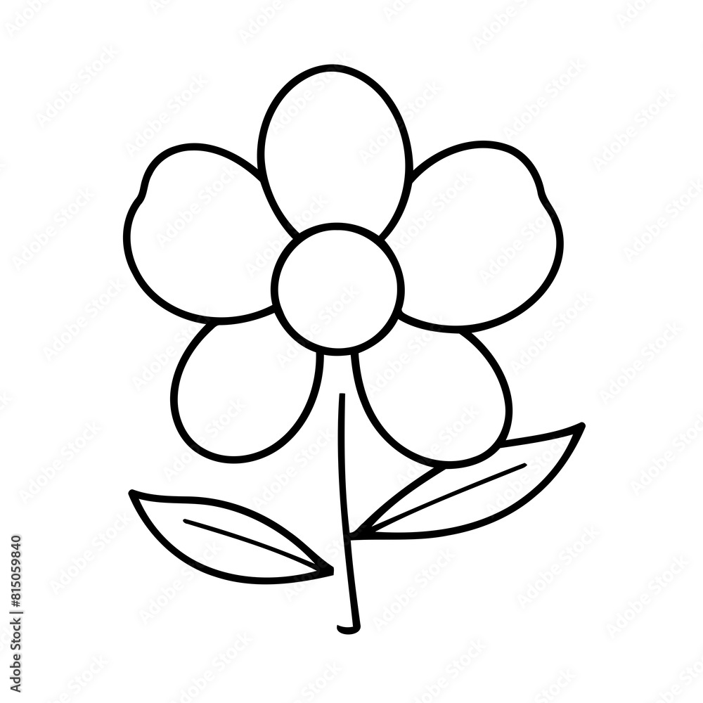 Simple vector illustration of Flower drawing colouring activity Simple vector illustration of Flower drawing colouring activity