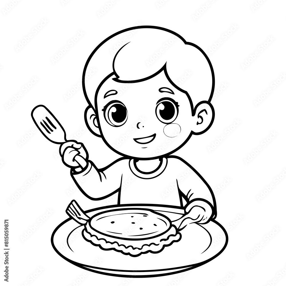 Simple vector illustration of Kid drawing for children page Simple vector illustration of Kid drawing for children page