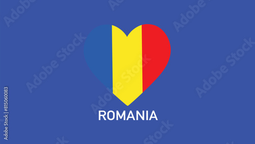 Free Download Romania Flag Heart Teams European Nations 2024 Abstract Countries European Germany Football Symbol Logo Design Vector Illustration - GFXLoad
