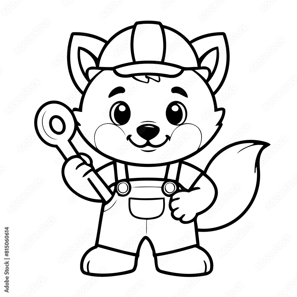Cute vector illustration Wolf hand drawn for kids page Cute vector illustration Wolf hand drawn for kids page