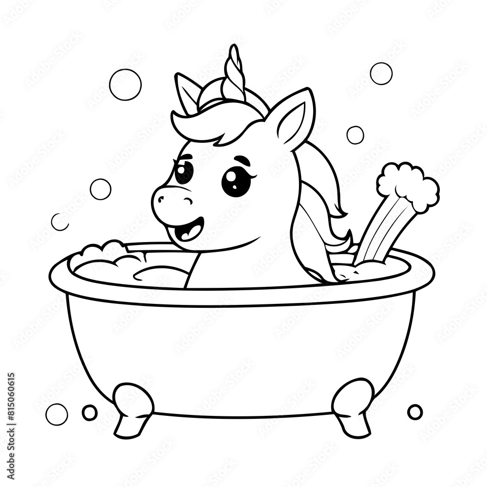 Vector illustration of a cute Unicorn drawing colouring activity Vector illustration of a cute Unicorn drawing colouring activity