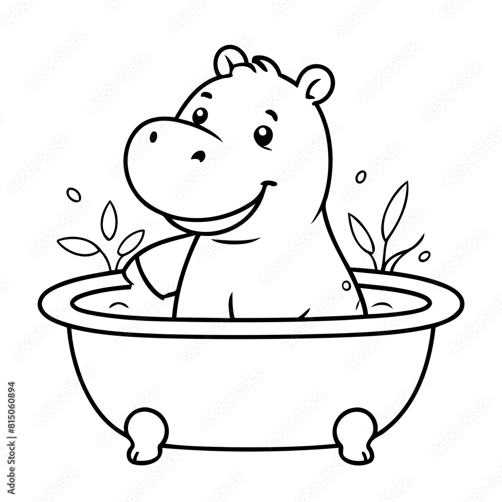 Vector illustration of a cute Hippo doodle for toddlers coloring activity Vector illustration of a cute Hippo doodle for toddlers coloring activity