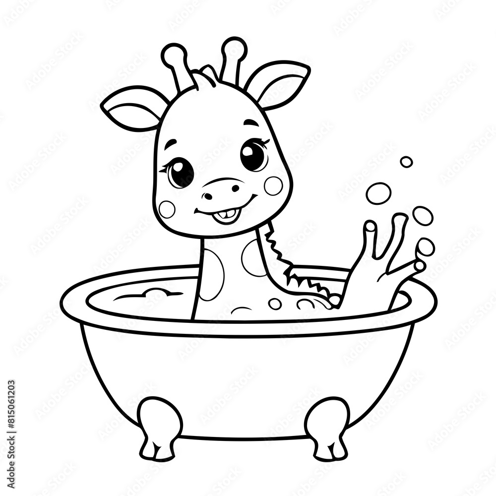 Vector illustration of a cute Giraffe drawing for kids colouring page