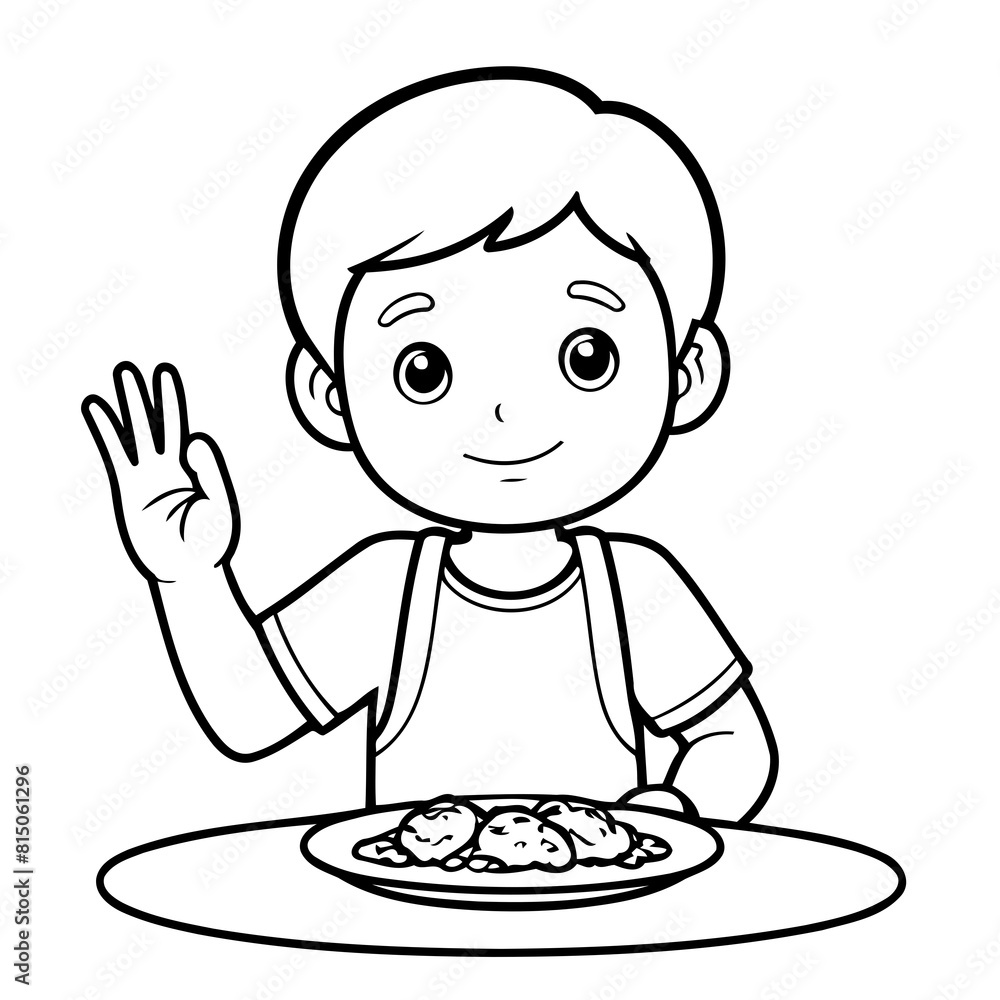 Simple vector illustration of Boy colouring page for kids Simple vector illustration of Boy colouring page for kids