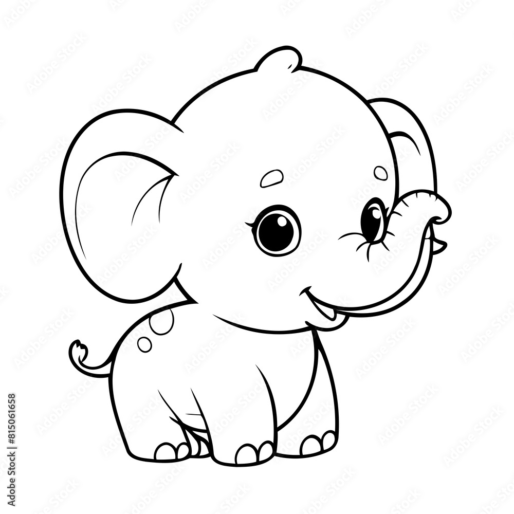 Cute vector illustration Elephant doodle colouring activity for kids Cute vector illustration Elephant doodle colouring activity for kids