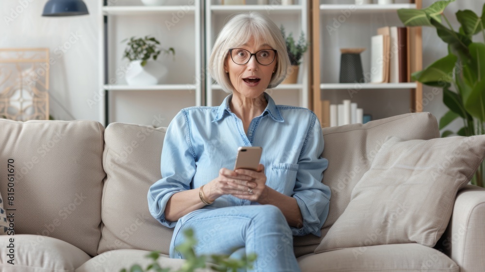 Surprised Elderly Lady with Smartphone Surprised Elderly Lady with Smartphone