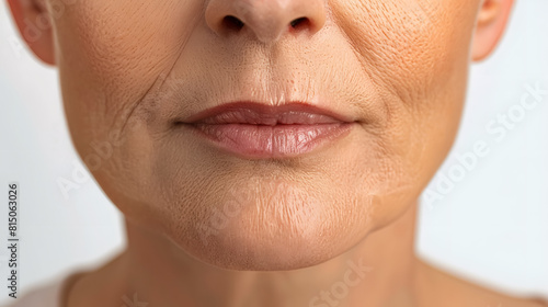 close-up of wrinkles of a middle-aged woman