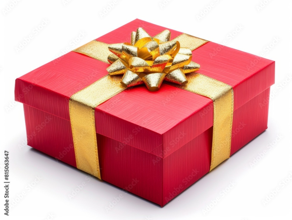 Obraz premium Enchanting Red Gift Box with Golden Ribbon