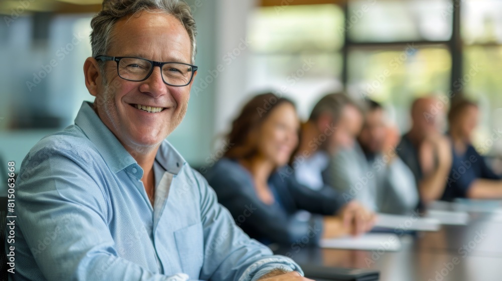 Smiling Man at Business Meeting