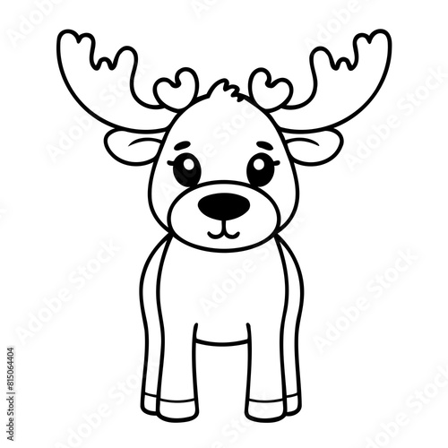 Cute vector illustration Moose for toddlers colouring page