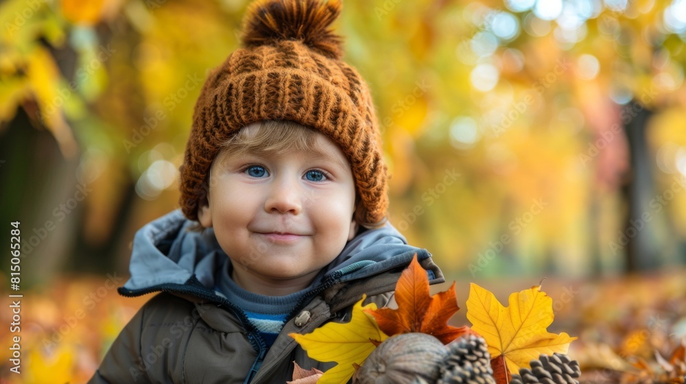 5 years old child in golden leaf 5 years old child in golden leaf