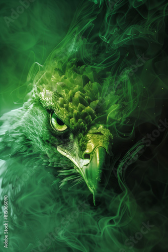 Ethereal green eagle with smoky effect