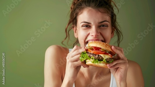 Woman Enjoying a Juicy Burger