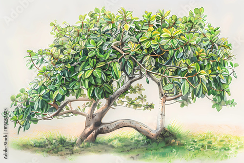 Tualang tree (Koompassia excelsa) (Colored Pencil) - Southeast Asia - Towering emergent trees found in tropical rainforests. Can reach heights of up to 80 meters & provide habitat for bees & wildlife  photo