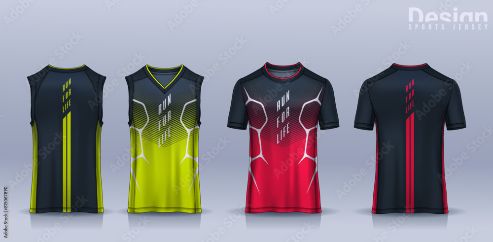 t shirt sport design template Soccer jersey mockup for football club Running singlet basketball Tank top. Stock Adobe Stock
