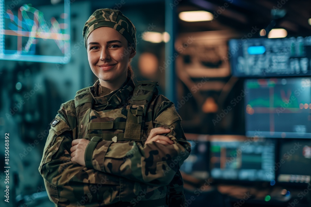 Youthful soldier posing with arms crossed Youthful soldier posing with arms crossed