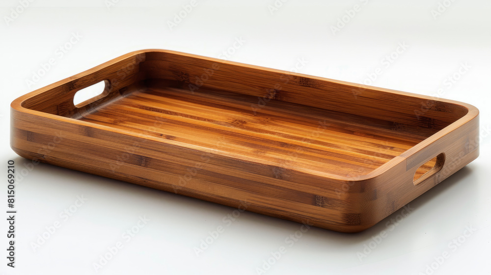A rectangular wooden bamboo serving tray. A rectangular wooden bamboo serving tray.