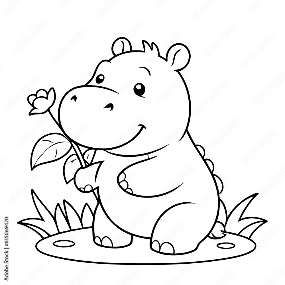 Obraz premium Amazing Hippo illustration for coloring book