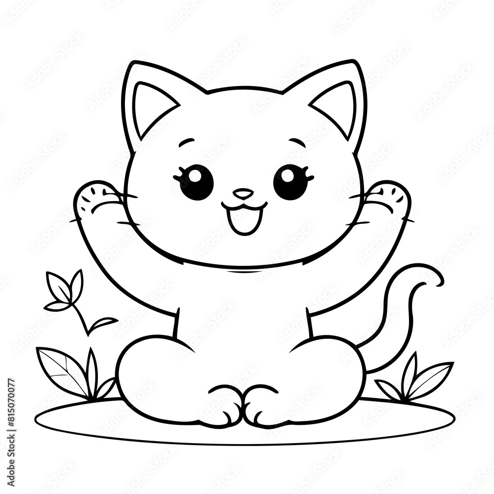 Fototapeta premium Cartoon Kitten coloring book design