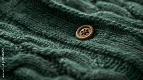 Knit fabric with a button.