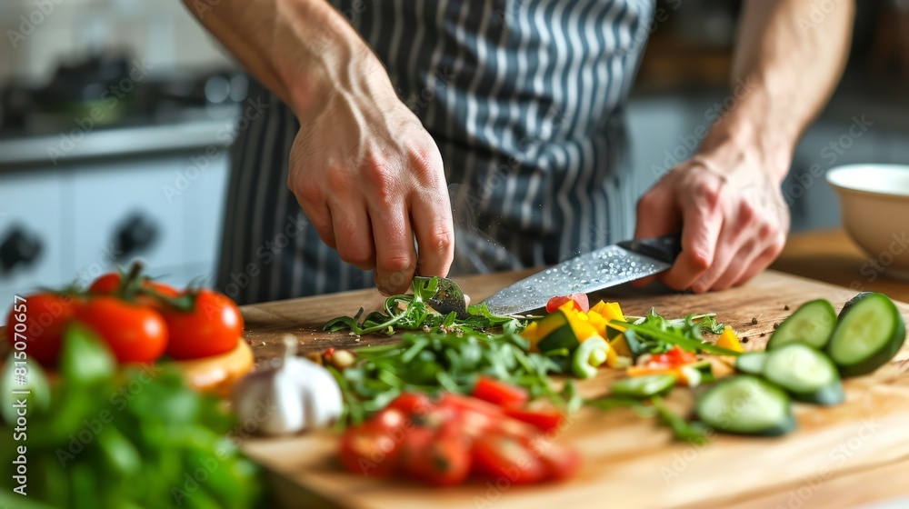A person preparing a healthy meal after a workout A person preparing a healthy meal after a workout