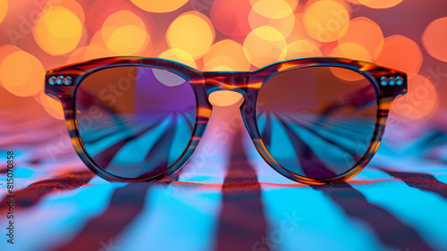 Sunglasses with colorful bokeh background. © SashaMagic