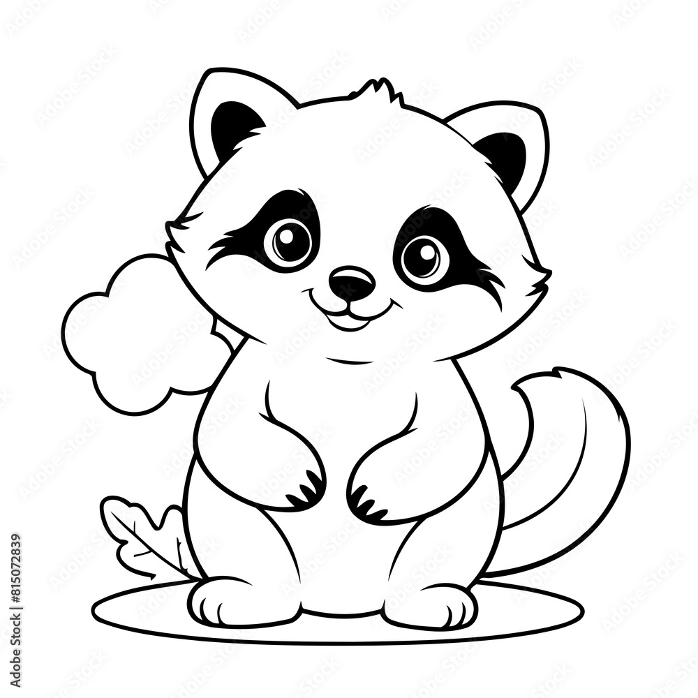 Fototapeta premium Simple Raccoon for kids coloring book