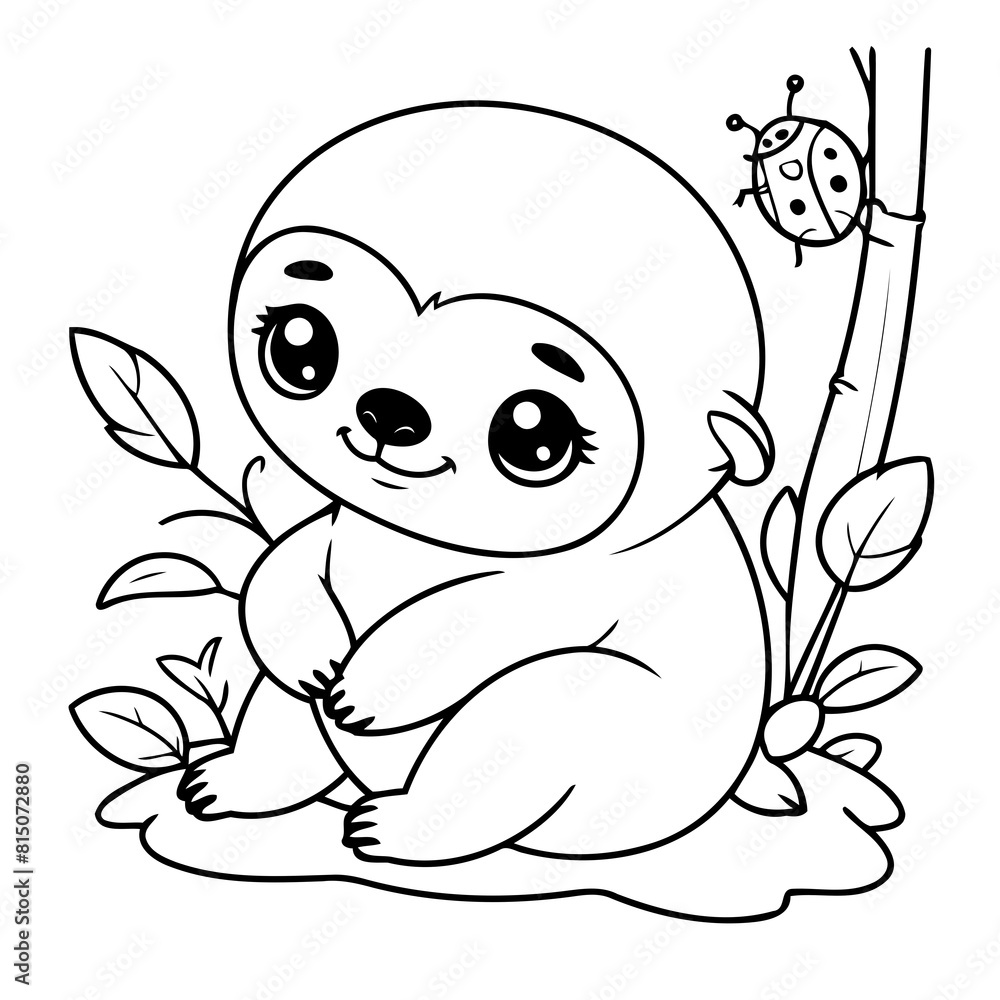 Naklejka premium Simple Sloth for children books