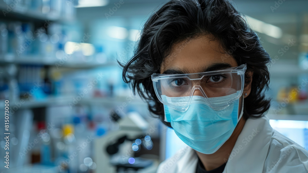 Young male scientist in a lab. Young male scientist in a lab.