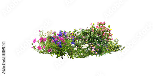 3D Render Flower Garden on Transparent Background