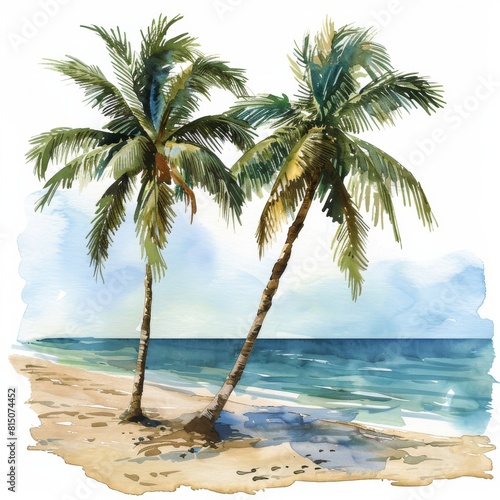 Two Palm Trees on a Beach
