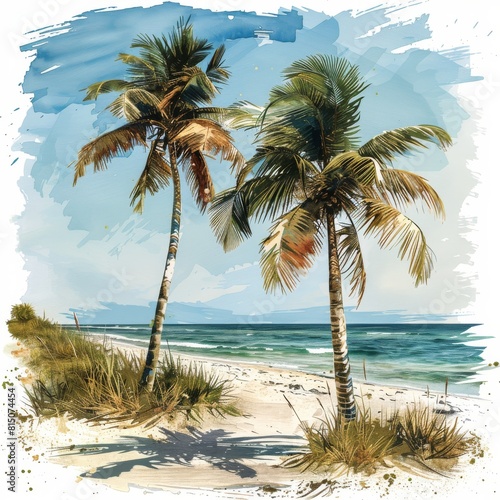 Two Palm Trees on a Beach