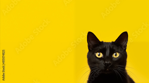 a black cat on yellow background © MuhammadMuneeb