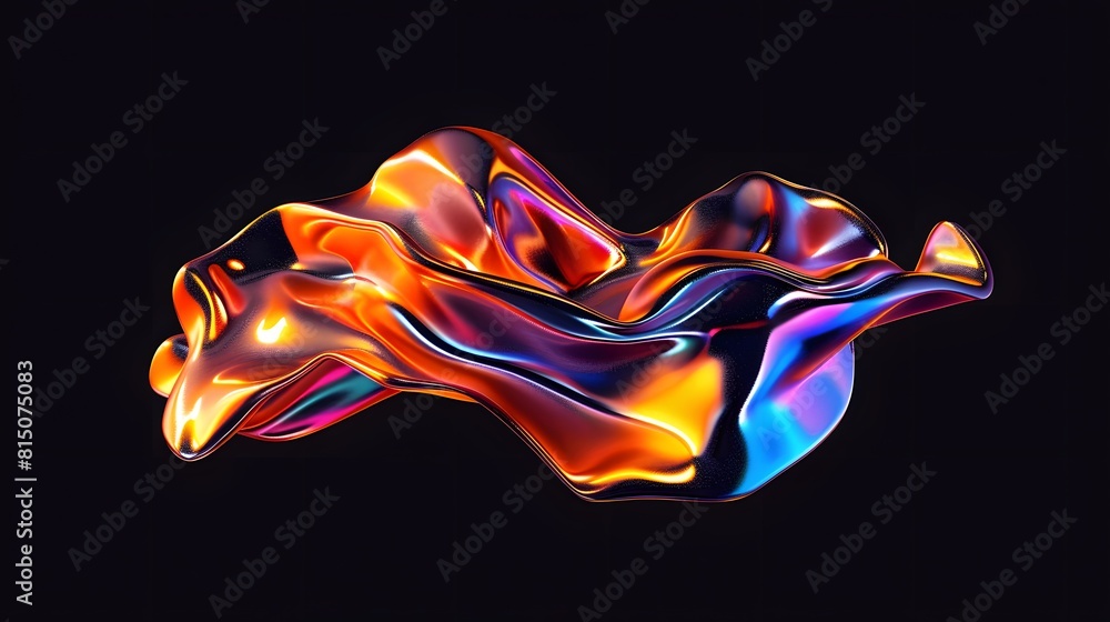 Obraz premium Glass Bold holographic liquid metal shape isolated