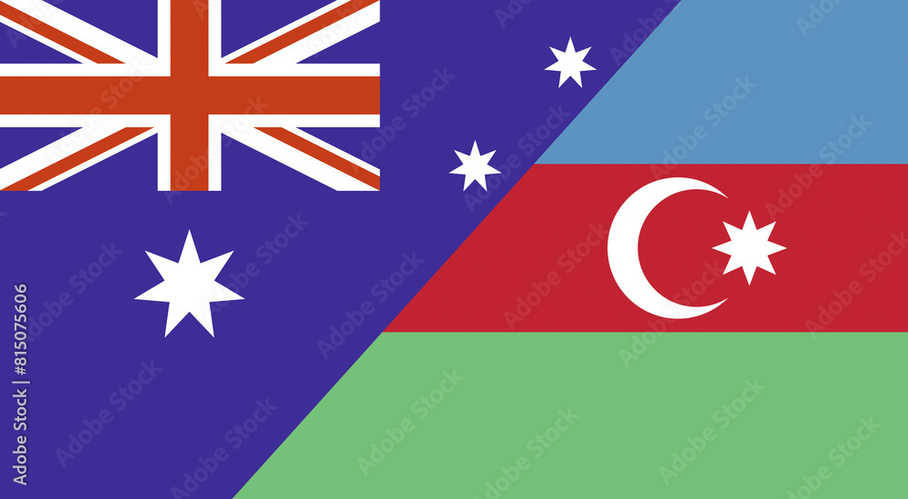 Flag of Australia and Azerbaijan. Two Flag Together Australian and Azerbaijani Flag of Australia and Azerbaijan. Two Flag Together Australian and Azerbaijani