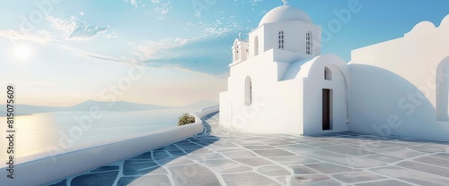 White Architecture On Santorini Island, Background © AIChroma