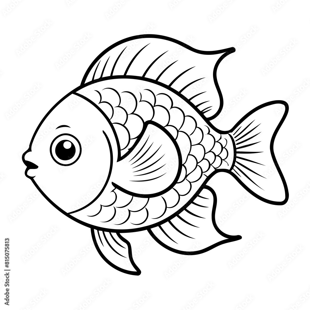 Cartoon Fish illustration for kids page Cartoon Fish illustration for kids page